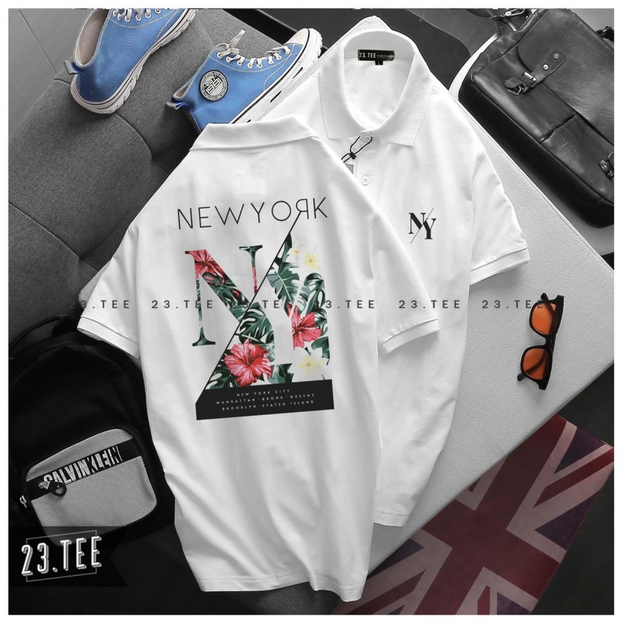 Áo thun cổ trụ cổ bâu NY (THUN DA CÁ)