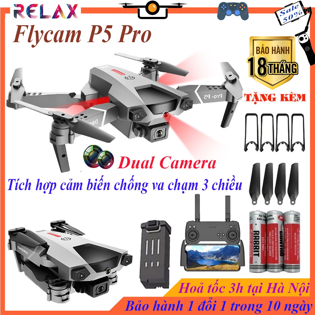 Flycam P5 pro Drone Camera 4k - Lai cam điều khiển từ xa - Phờ Lai Cam