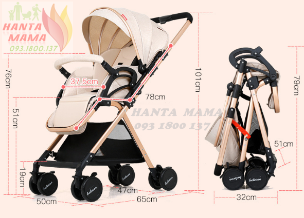 Xe đẩy Belecoo A8 2 chiều 3 tư thế, xe đẩy em bé