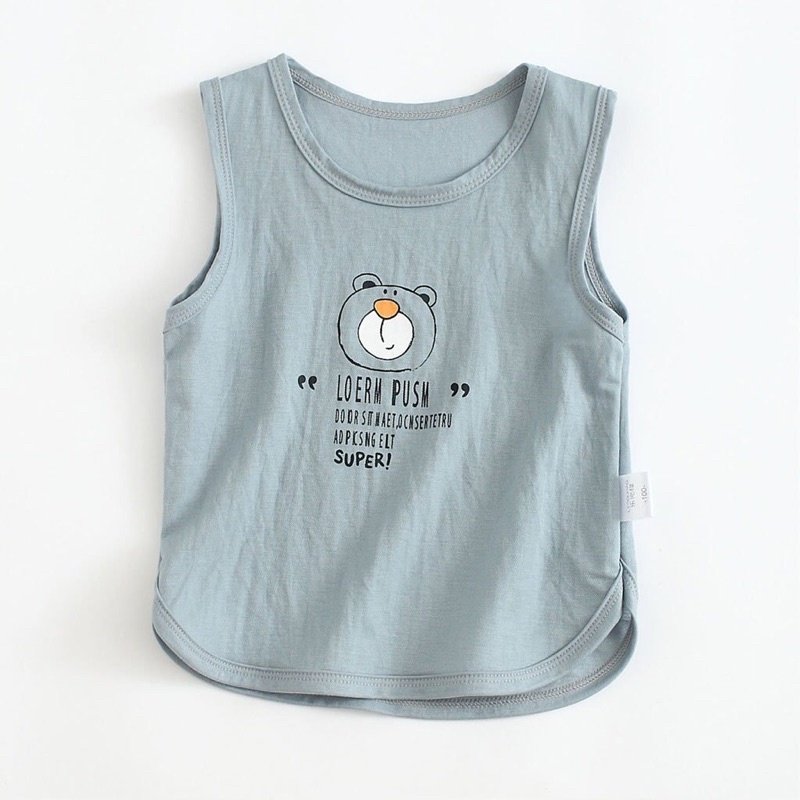 Áo Ba Lỗ In Hình Gấu Cho Bé Trai Bé Gái , Set Áo Ba Lỗ sát nách Chất Đũi Cao Cấp Cho Bé Từ 6-28Kg KANGMIN KIDS