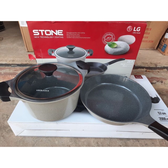 Bộ nồi chảo Vitamin Stone Lock&Lock LCA6244DS02