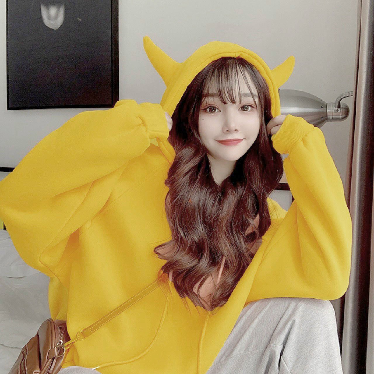Áo khoác nữ form rộng, áo hoodie nữ form rộng có dây kéo tay cánh dơi