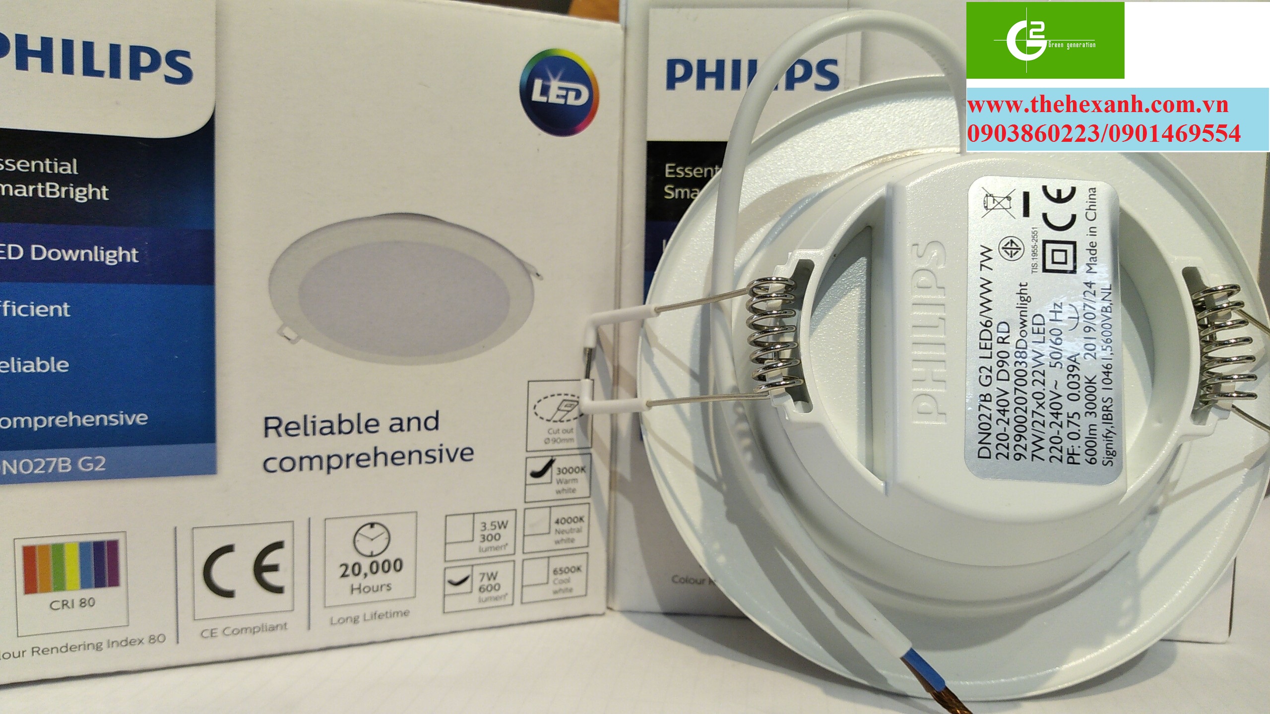 [HCM]Bộ đèn âm trần Philips LED DN027B G2 7W  D90 Tròn (Trắng/Vàng/Trung tính)