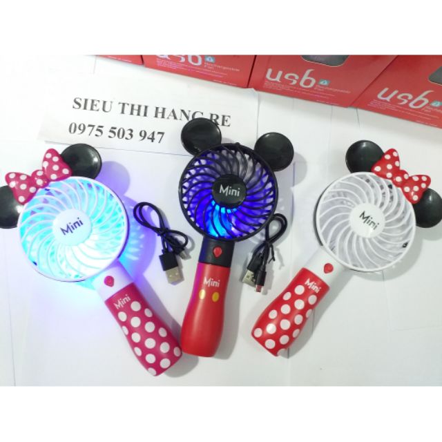 Quạt cầm tay mickey 3109 - 3 cấp độ - có đèn