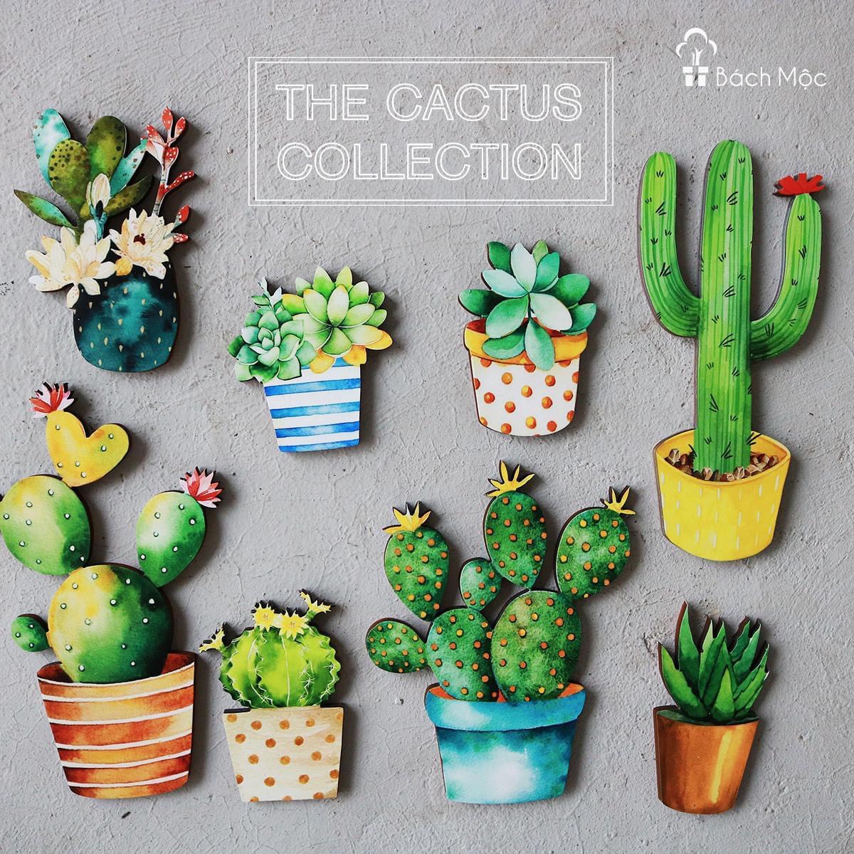 Set Xương Rồng Decor Dán Tường Bằng Fomex