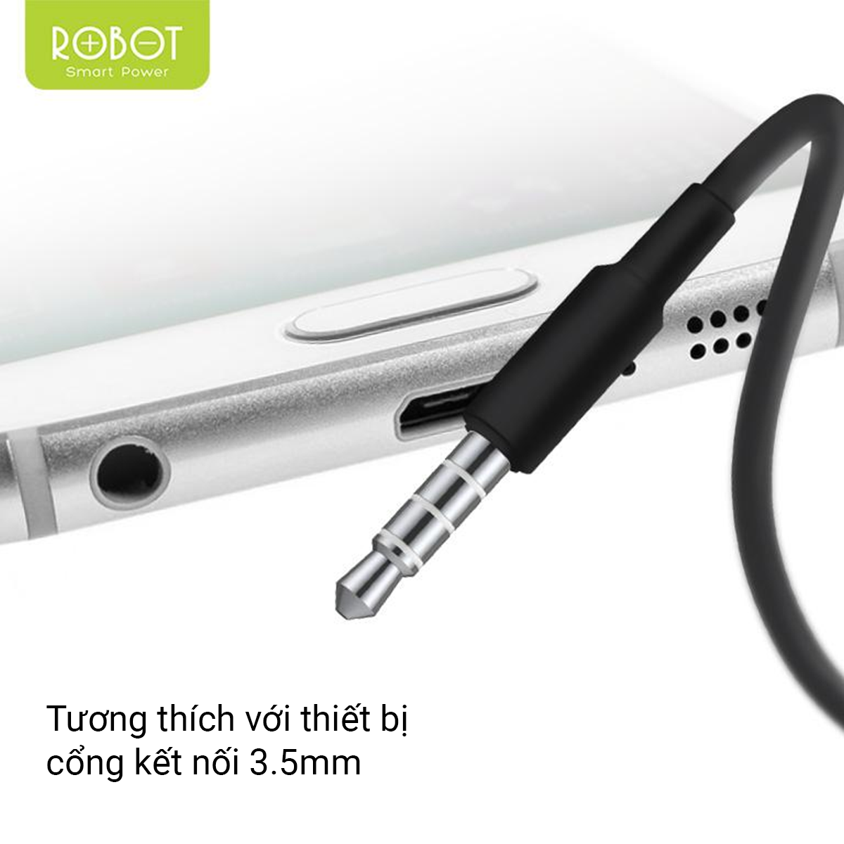 ROBOT RE601 Tai Nghe Nhét Tai Có Dây Âm Thanh HD Trong Rõ Nghe Nhạc Chơi Game Có Micro Đàm Thoại Cổng 3.5mm tương thích với điện thoại Samsung Oppo Xiaomi Huawei iphone l HÀNG CHÍNH HÃNG