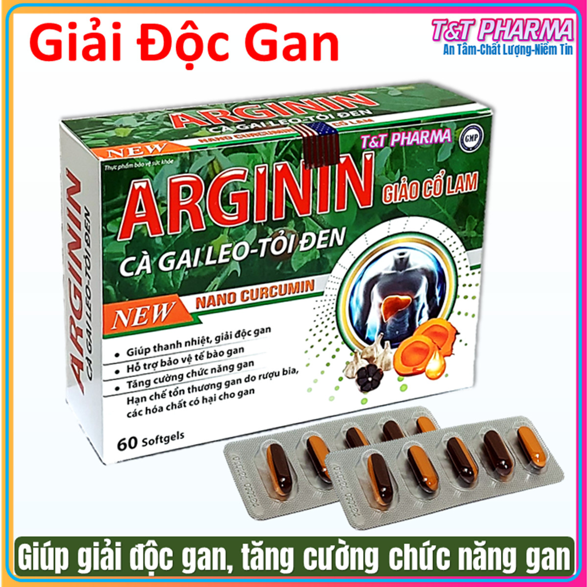 Viên Uống Giải Độc Gan Arginin B400 extra ,Giảo Cổ Lam, Cà Gai Leo Tỏi Đen