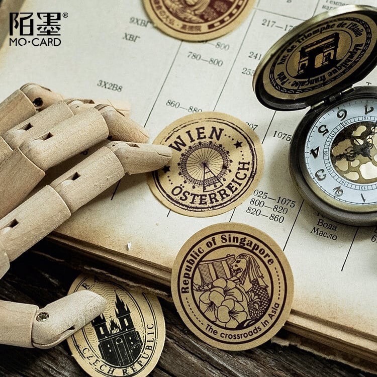 HỘP 45 STICKER TEM VINTAGE