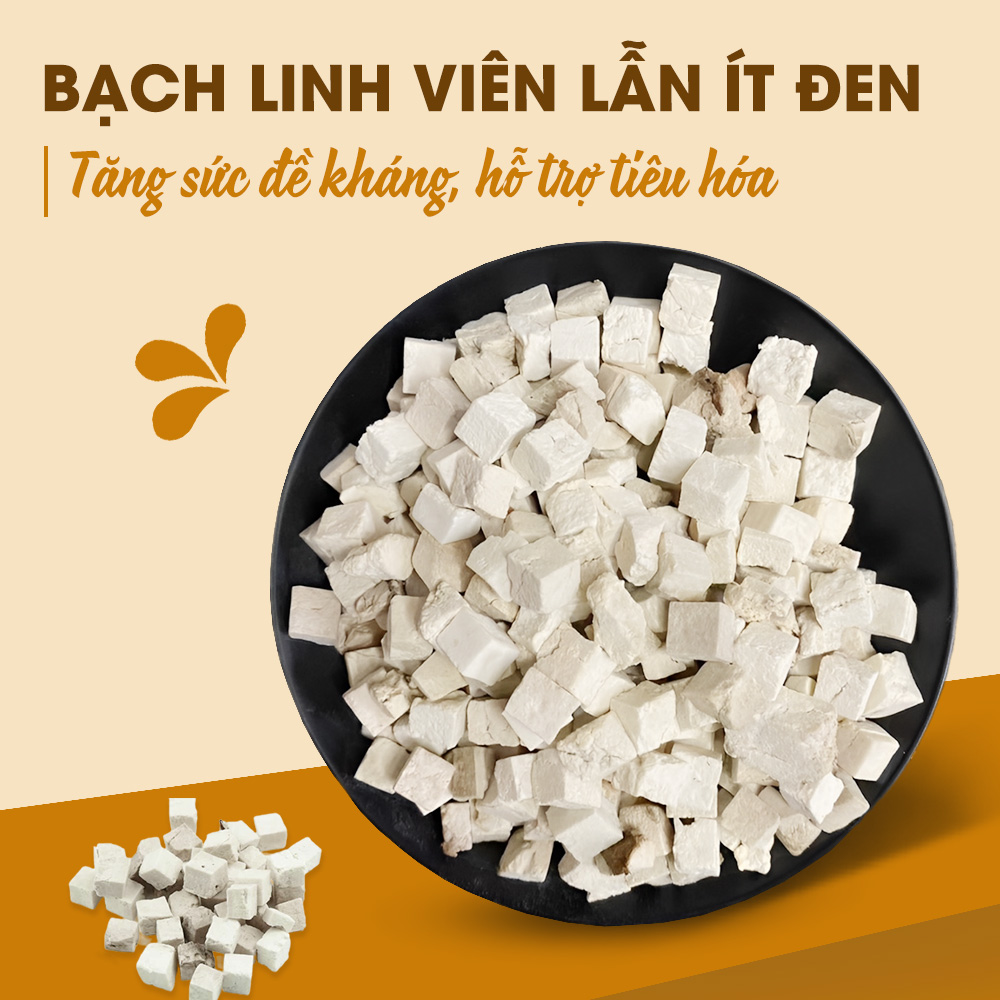 Bạch linh viên 500g, bạch phục linh, trắng, đẹp, không lẫn tạp chất - Lãn Ông