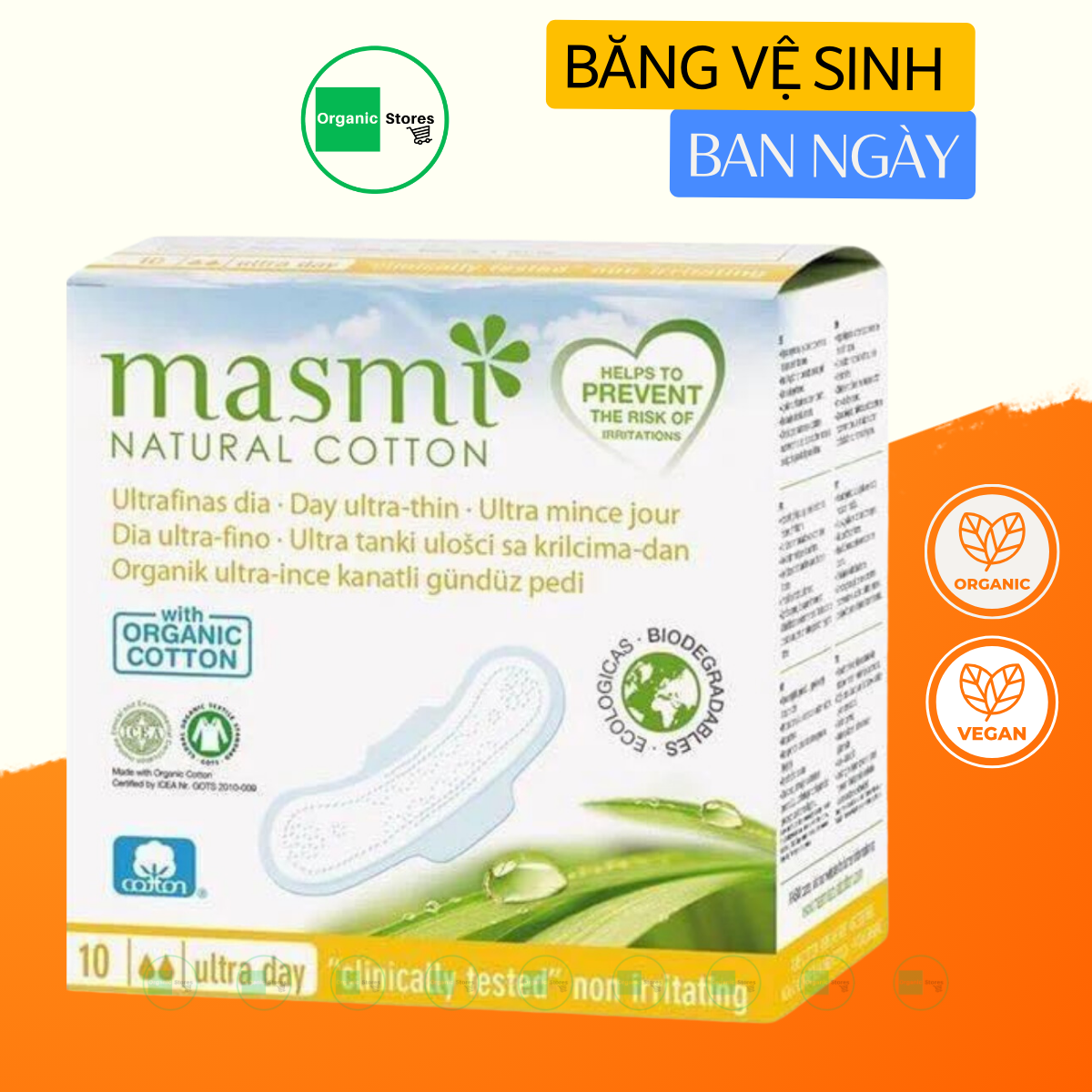 Băng vệ sinh ban ngày hữu cơ (10 miếng) - Masmi