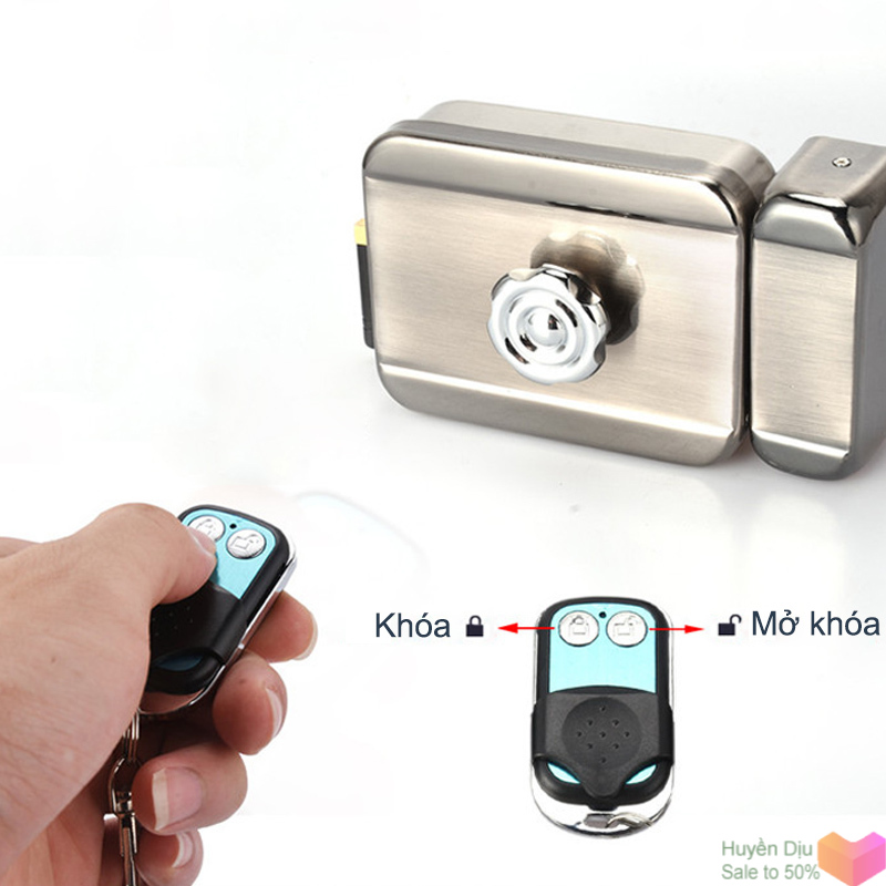 Khóa cửa điện từ không dây R02 kèm 2 remote RF 433MHz, đồng mở bằng điều khiển