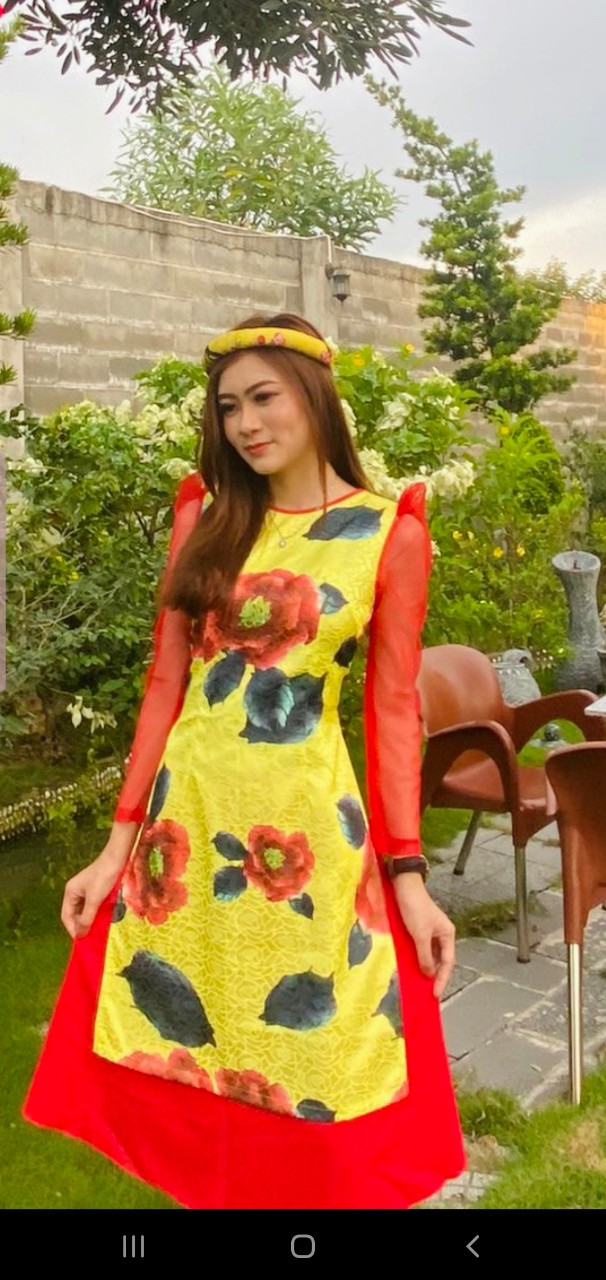 Giá xưởng - áo dài cách tân gấm in 3d