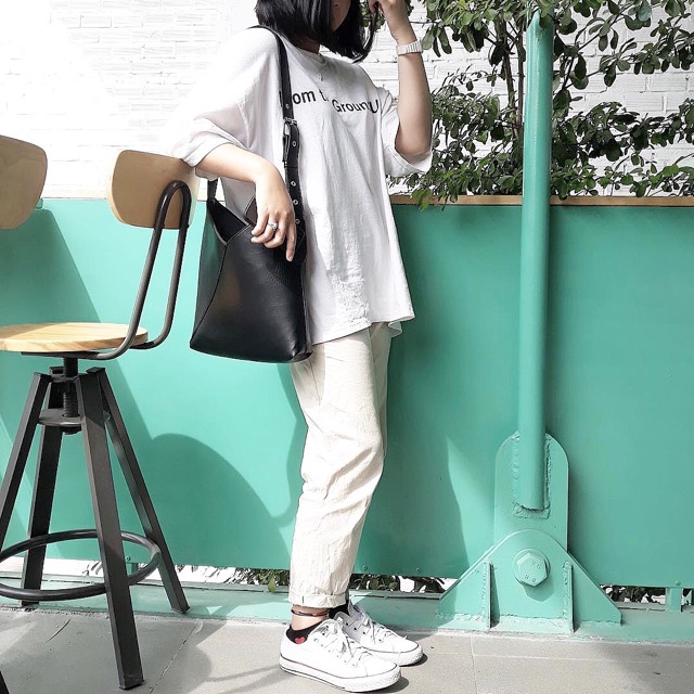(Oldschoolcloth)TÚI DA XẺ CHÉO MIỆNG (có sẵn)