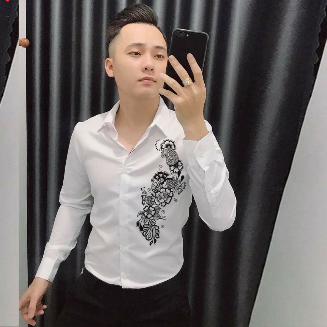 Áo sơ mi nam họa tiết bông hoa