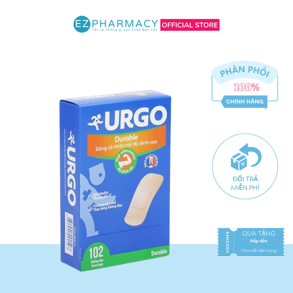 Băng Dán Vết Thương Cá Nhân Urgo Durable (Hộp 102 Miếng)