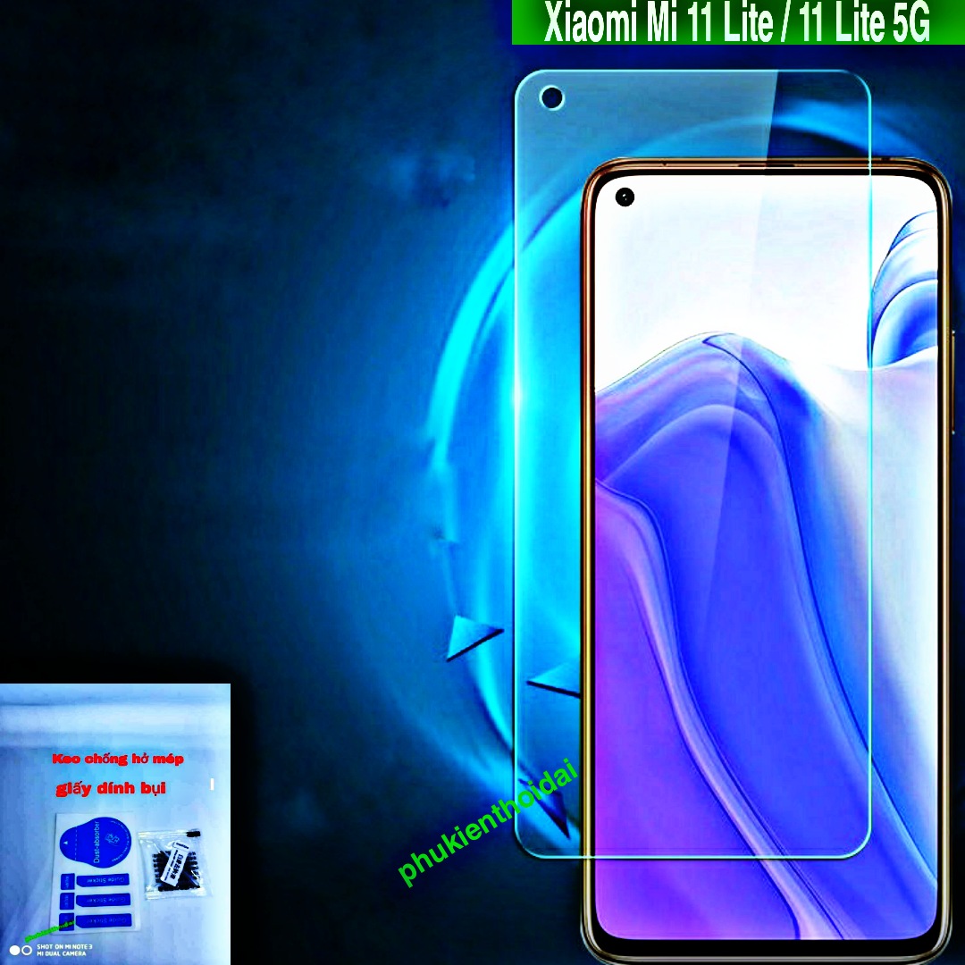 Cường lực Xiaomi Mi 11 Lite / 11 Lite 5G trong suốt loại tốt không full màn ( tặng keo mép )