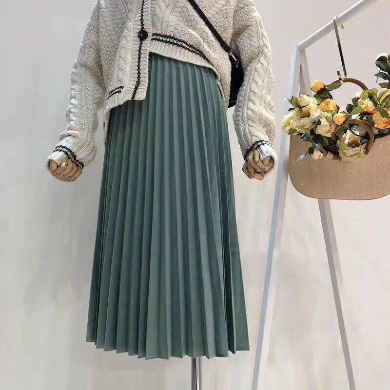 Chân váy xếp ly dáng dài hàng QC
