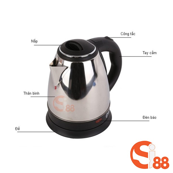 Ấm siêu tốc Inox loại lớn 1L8 Electric Kettle