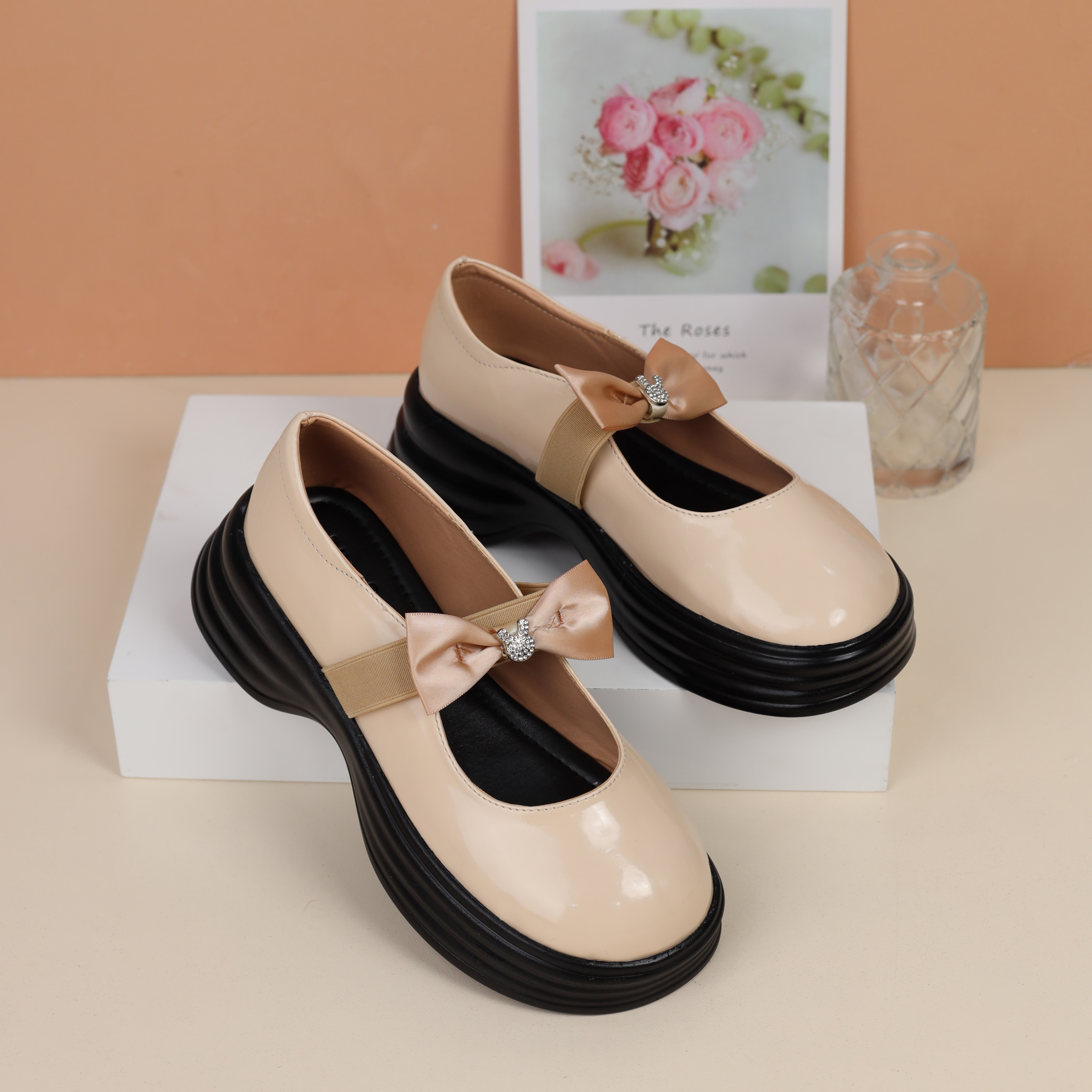 Giày cao gót oxford 5cm quai ngang phối nơ pixie h294