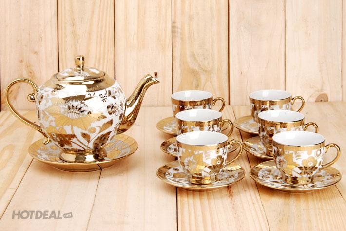 BỘ TÁCH TRÀ HOA VĂN NHŨ VÀNG