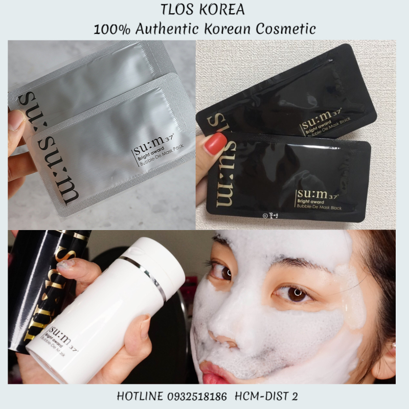 10 gói Sample Mặt Nạ Sủi Bọt Sum37 Bright Award DE Bubble Mask Pack 2ml