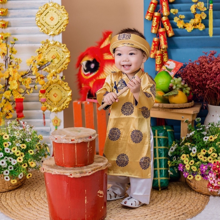 Khăn xếp, Mấn, Khăn đóng Vàng đồng bé Trai
