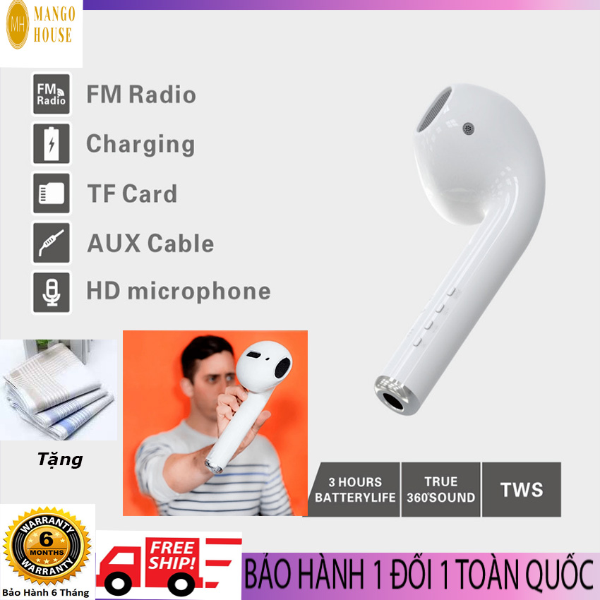 Tai nghe/Loa Airpod bluetooth khổng lồ MK-101- Mango House shop- Không dây, âm thanh cực chuẩn, chống mốc, chống xước, Tích hợp đa chức năng- Tặng kèm khăn tay- Loa bluetooth, Tai nghe không dây, Loa bluetooh, .A.i.r.p.o.d.s.