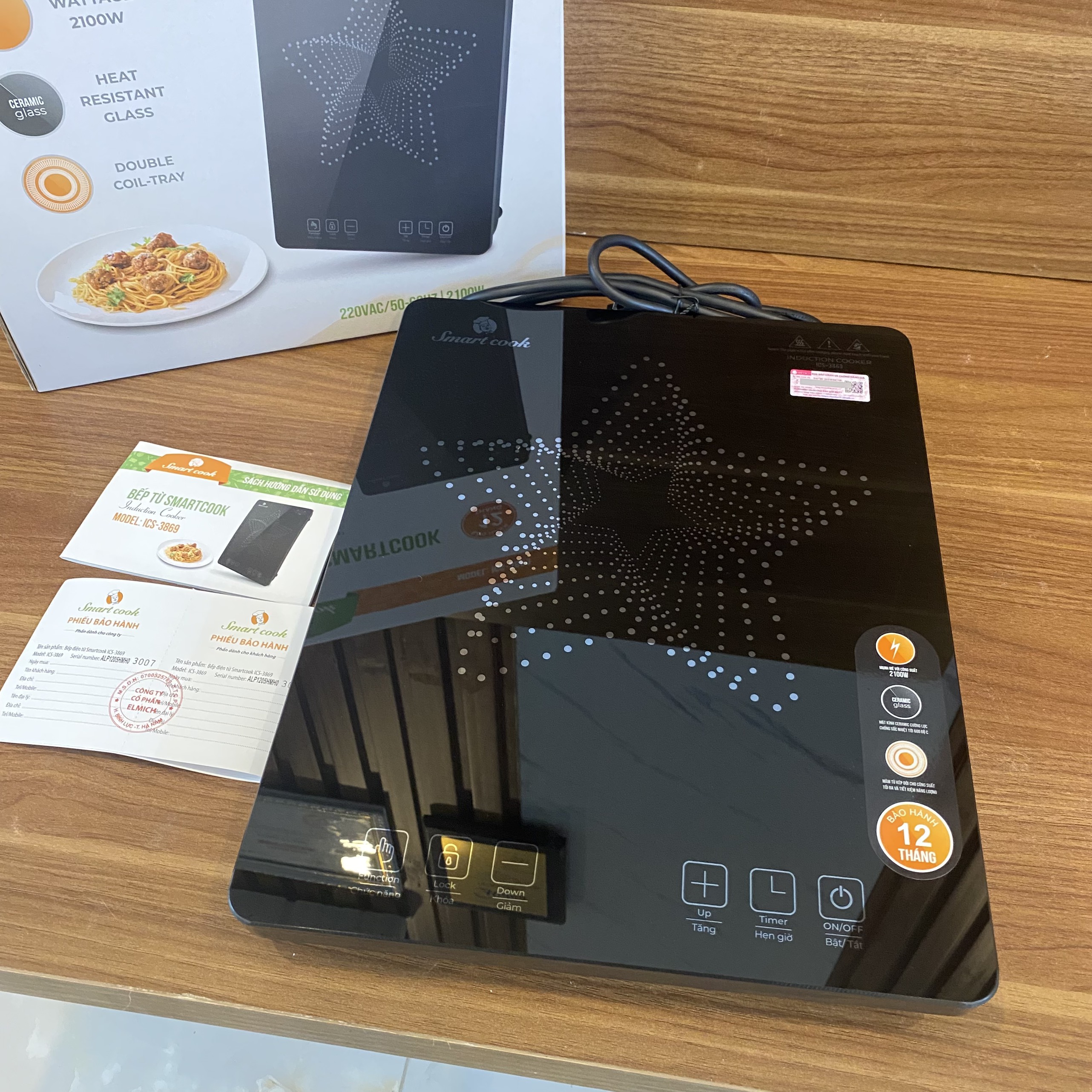 Bếp điện từ Smartcook ICS-3869 (Điện áp 220V - Công suất 2,100W - BH 12 tháng)