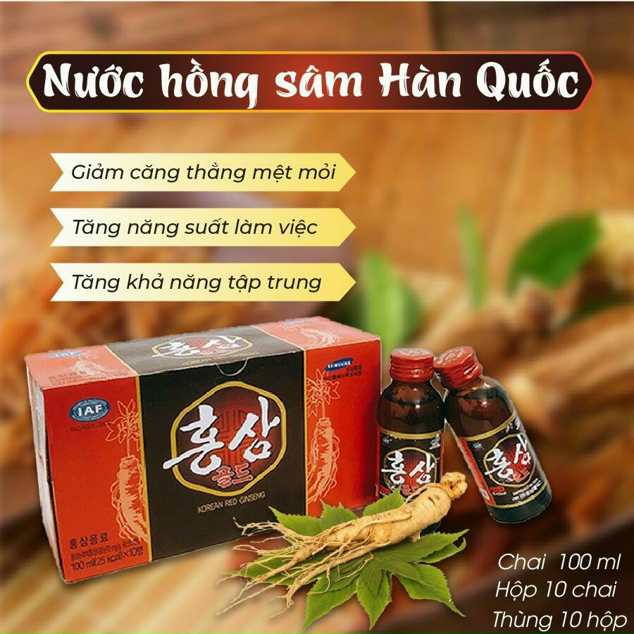 Nước Hồng Sâm Hàn Quốc  Hộp 10 chai x 100ml