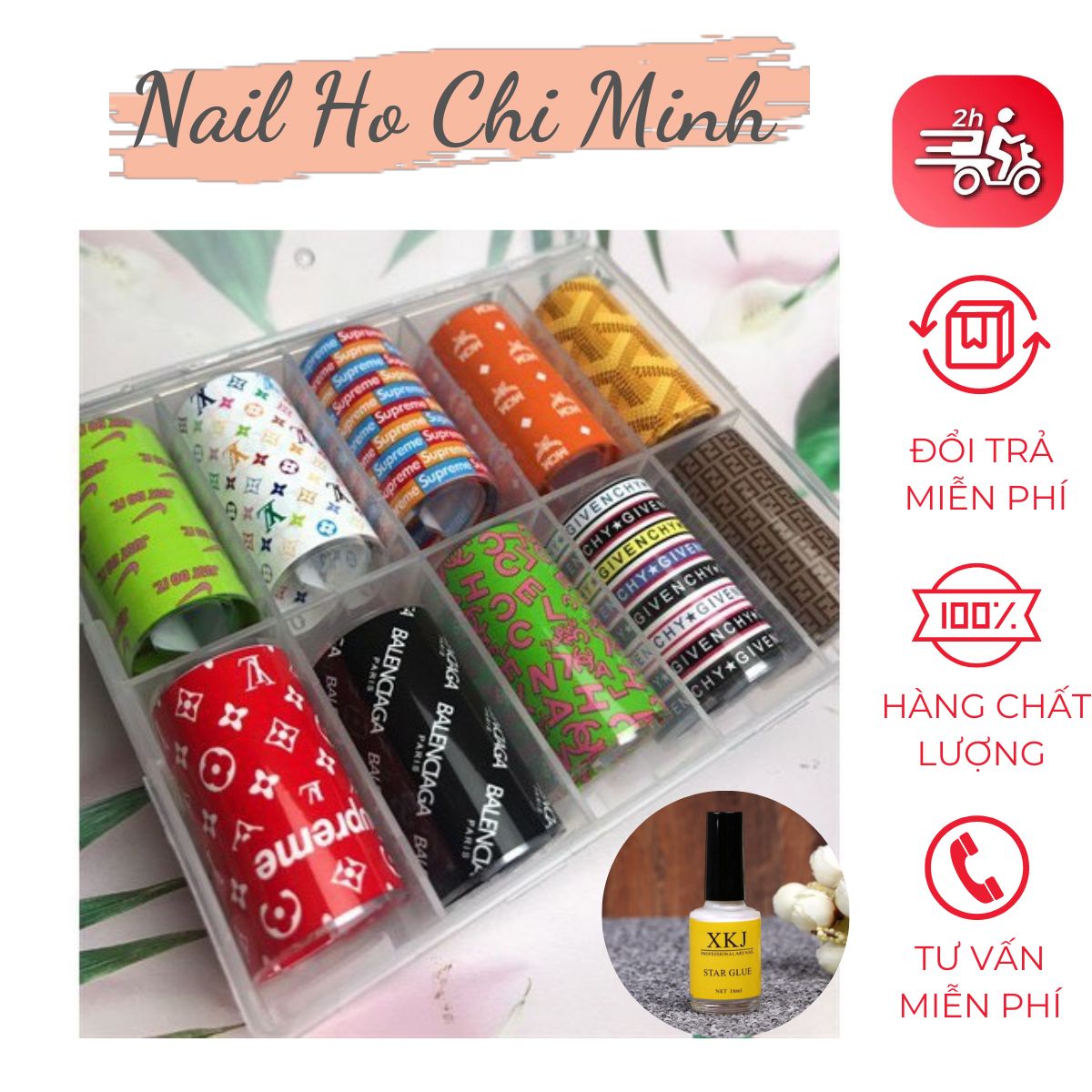 [HCM] Foil Dán Trang Trí Móng Nail - Set 10 Cuộn 4*100cm