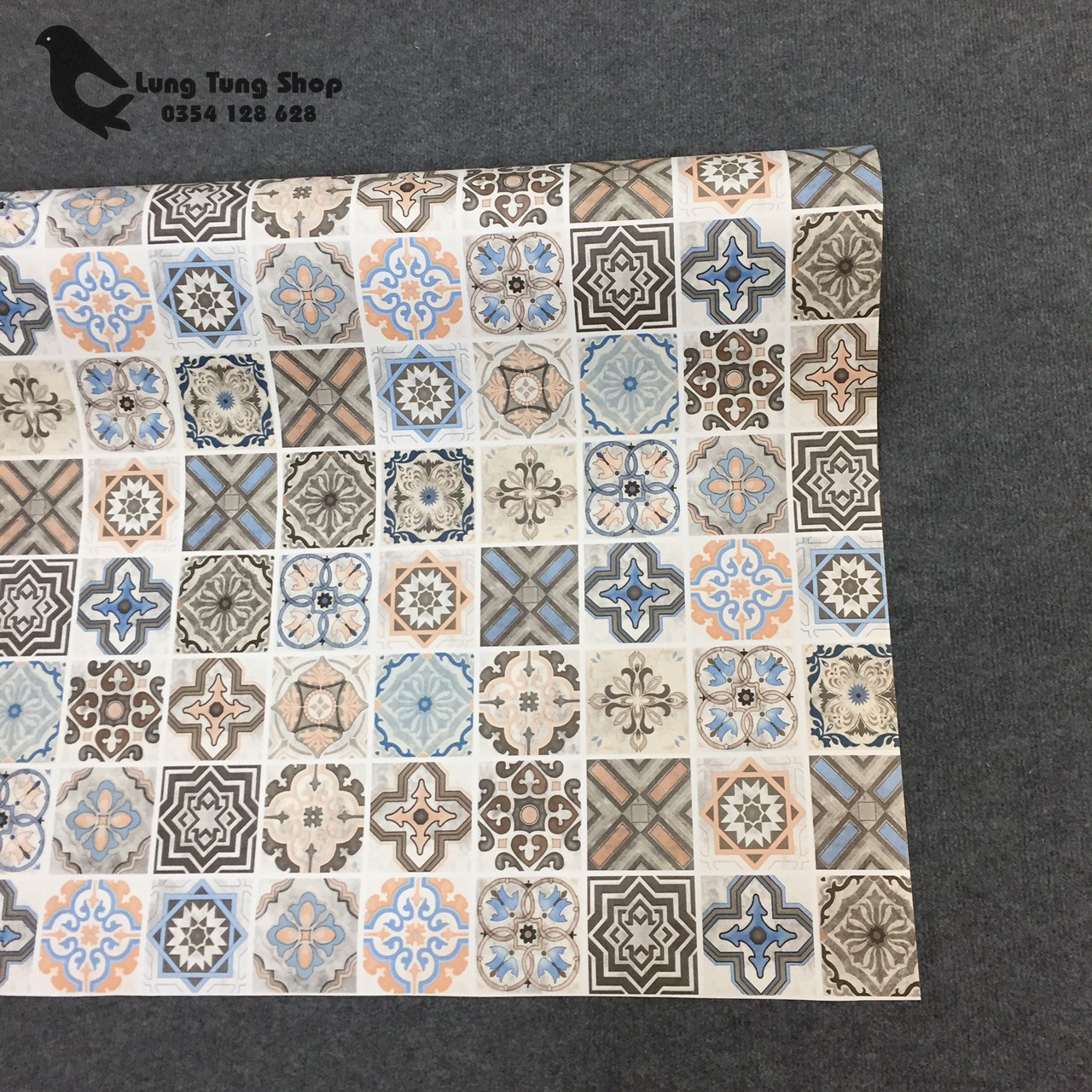 [HCM]Decal gạch bông - giấy dán tường gạch bông giả cổ ( khổ 1,2m )