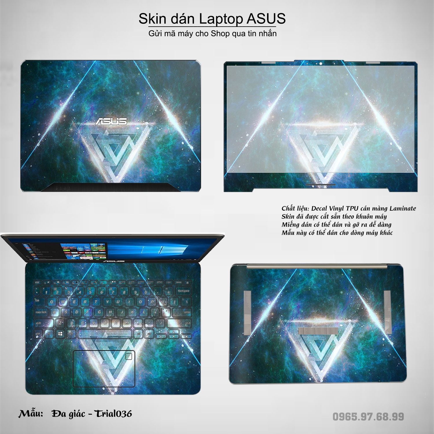 Decal Skin dán Laptop Asus mẫu Đa giác