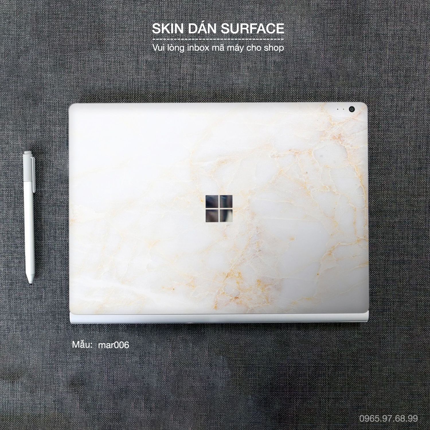 Decal Skin dán Surface Pro / Laptop / Go / Book mẫu vân Marble (inbox mã máy cho shop)