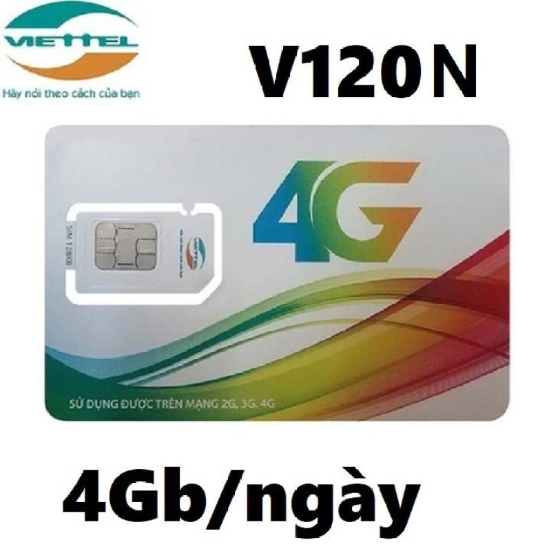 Sim 4G Viettel V90 V120 V120N khuyến mại 120GB , Free gọi nội mạng, ngoại mạng