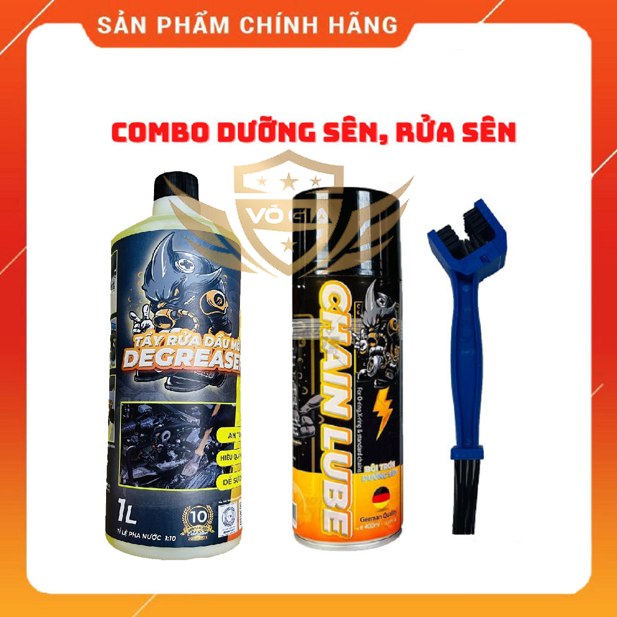 Combo Sprayking tẩy nhớt + dưỡng sên sprayking kèm bàn chải chà sên 3D