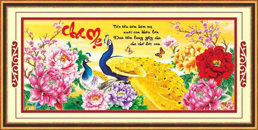 Tranh thêu chữ thập cha mẹ 53481