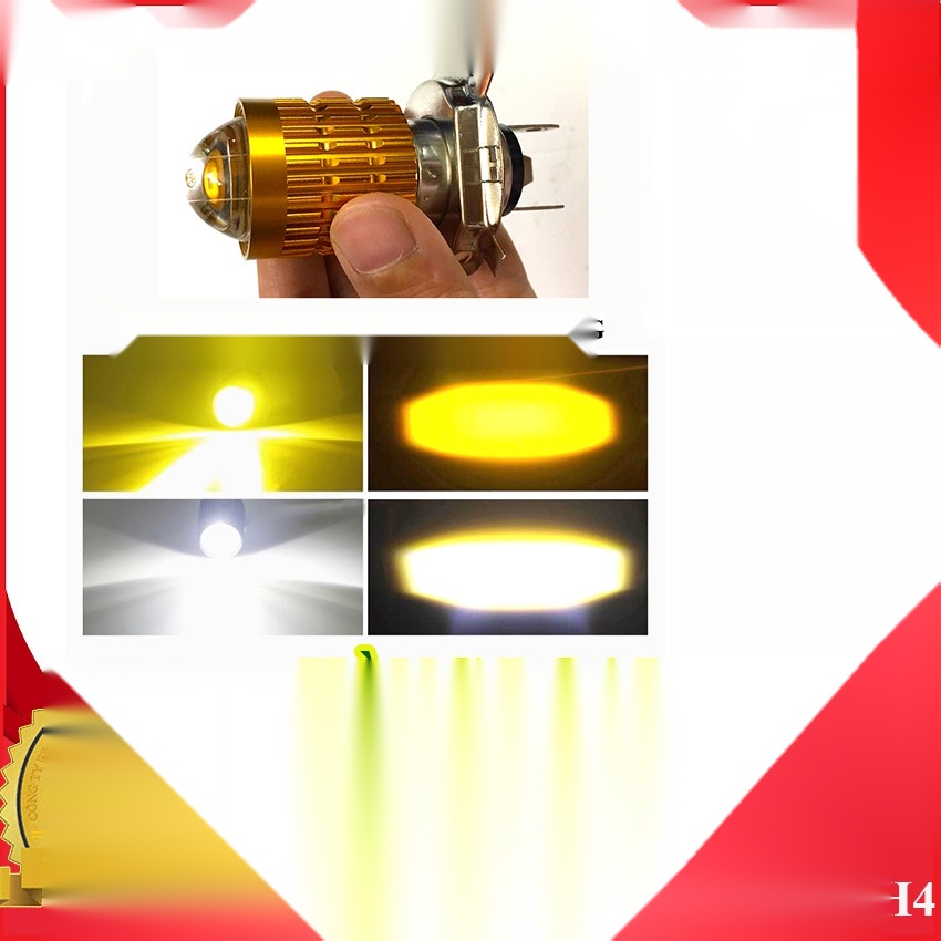 1 đèn pha led bi cầu mini l10 2 màu pha trắng cos vàng chân h4 chính hãng m.a racing