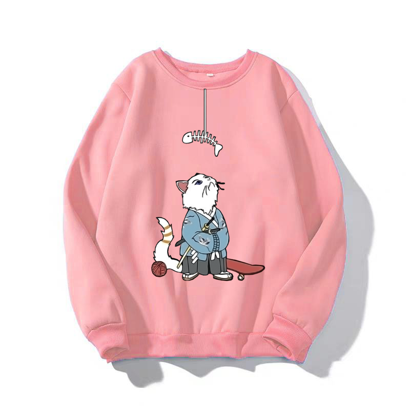 Áo sweater nam nữ in thần mèo