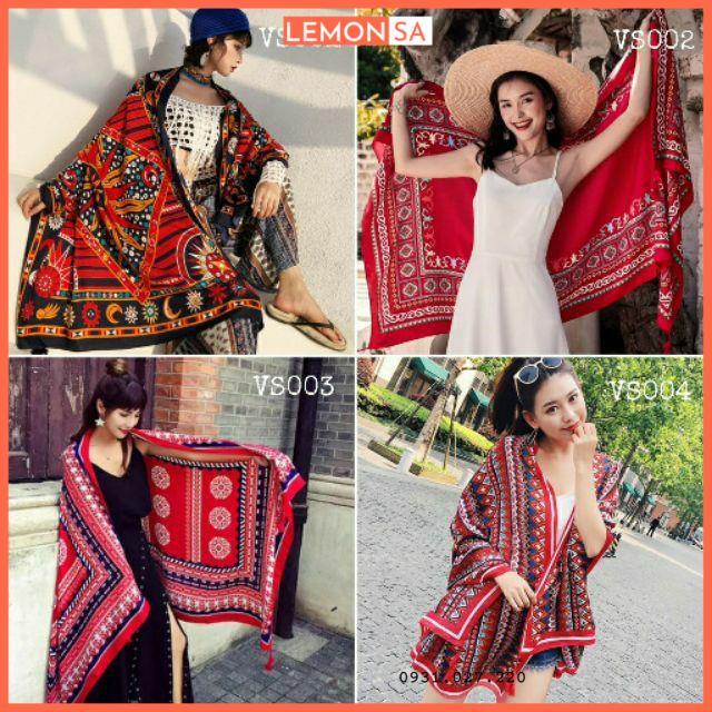[Mã FAMARAL1 giảm 10K đơn 50K] Khăn choàng boho đi biển - Khăn choàng thổ cẩm chất viscose Mã KCTH01