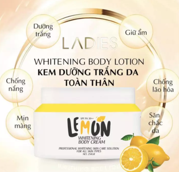 Kem body lemon chanh trắng da toàn thân 250ml