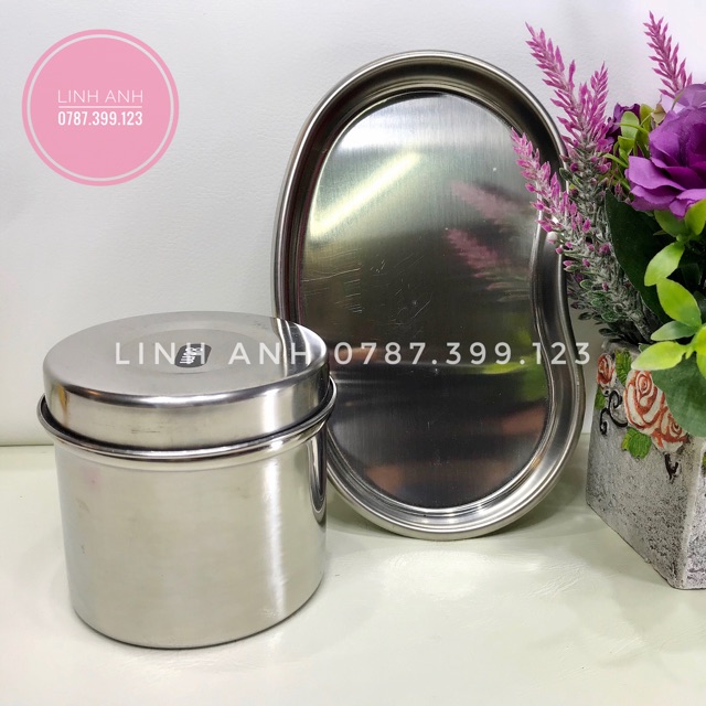 KHAY HẠT ĐẬU, HŨ INOX PHUN XĂM