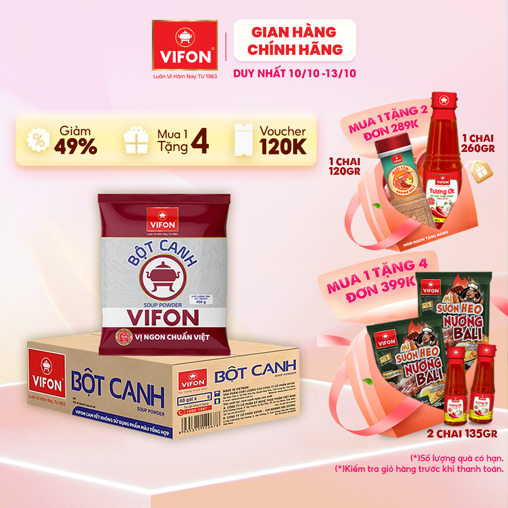 [VOUCHER đến 80K]-Thùng 20 gói Bột Canh 14% VIFON  450gr/gói