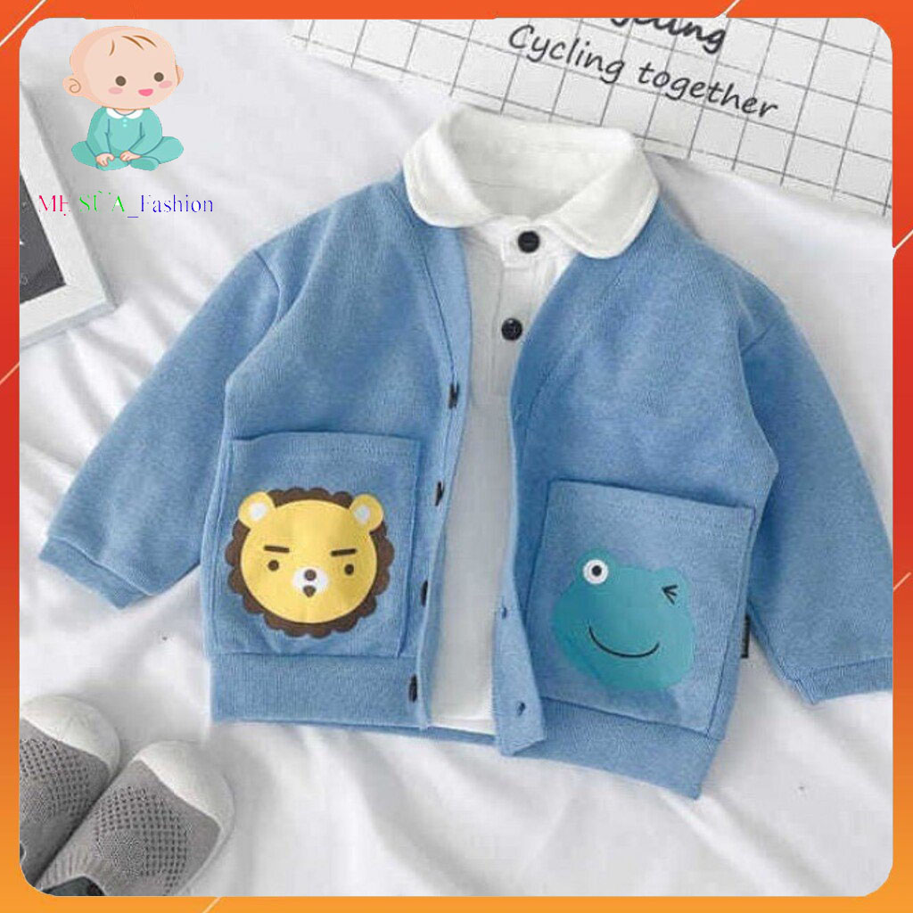 Áo khoác Nỉ cardigan cho bé trai và gái .Áo Khoác Cotton nỉ len in hình thú cưng cho bé từ 6-21kg_Mẹ Sữa thời trang trẻ em