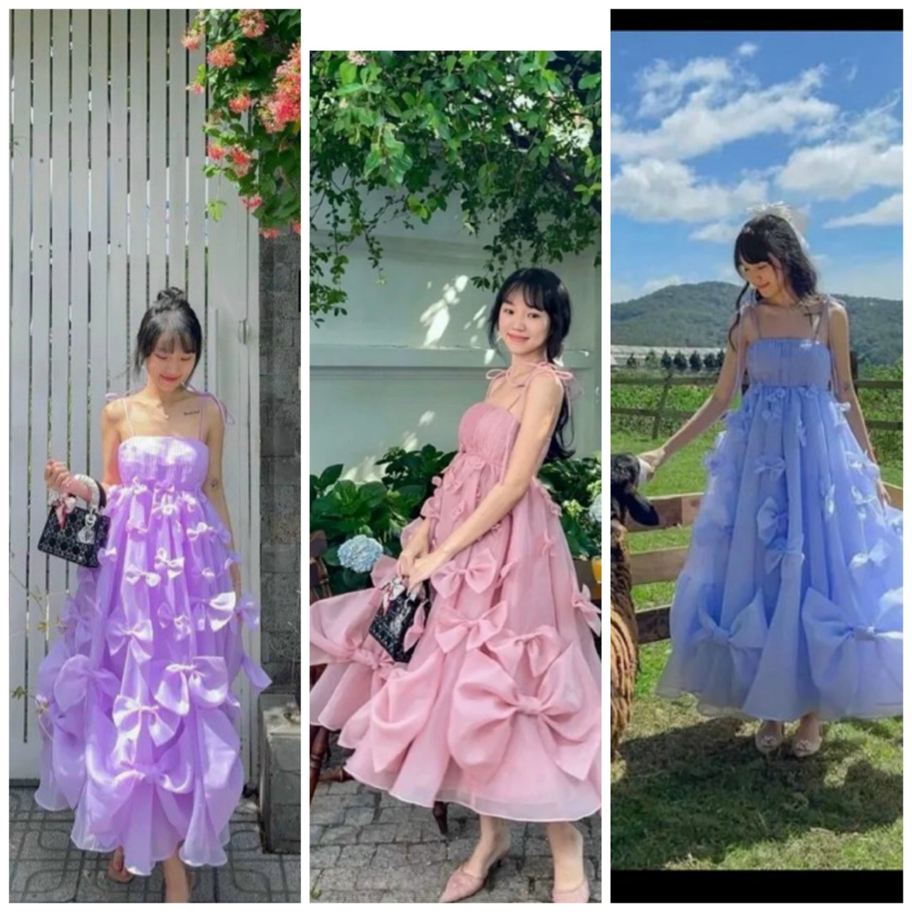 Đầm dự tiệc maxi kết nơ dáng xòe tròn