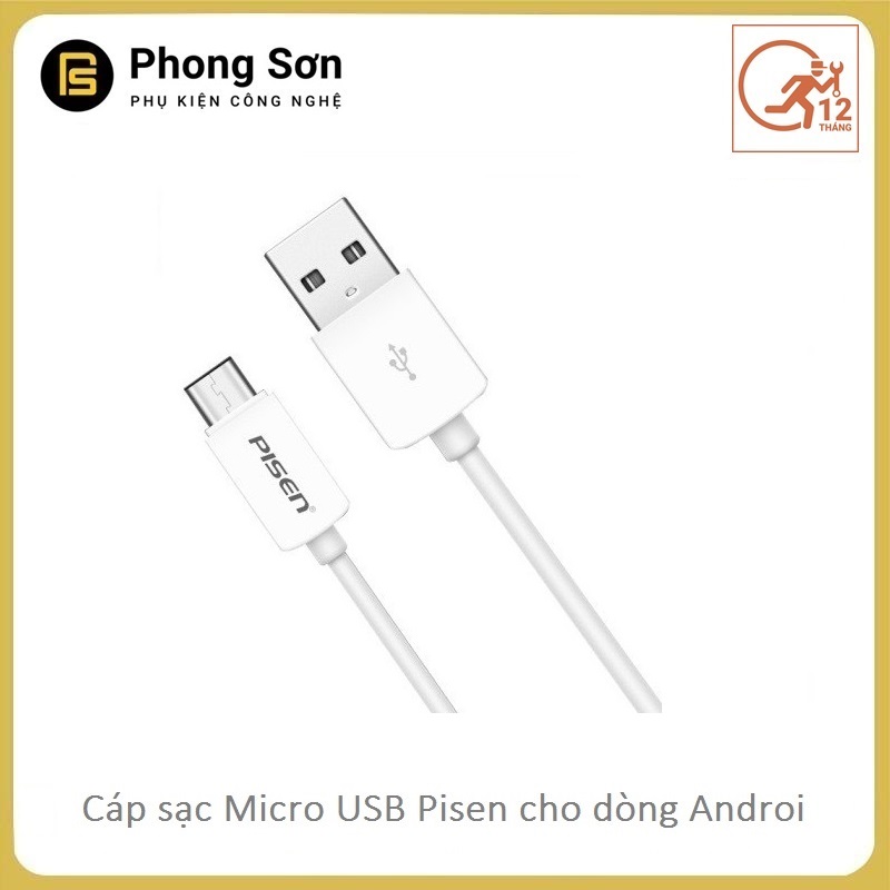 Cáp sạc Micro USB 80cm Pisen cho  Android (Trắng)