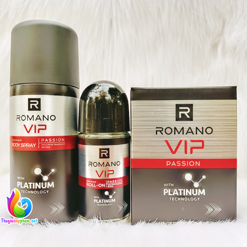 Combo Romano Vip Passion: Nước Hoa 50ml + Xịt 150ml + Lăn 50ml