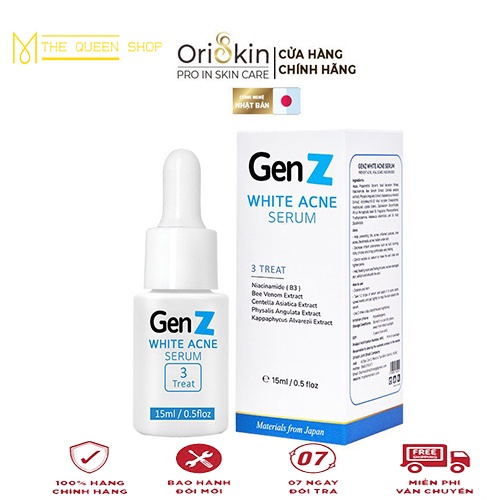 Serum giảm mụn oriskin genz white acne serum loại bỏ các loại mụn 15ml