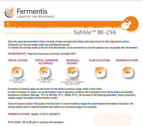 Men bia Fermentis Safale BE-256