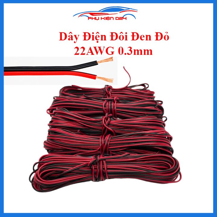 Dây điện đôi đen đỏ 22AWG lõi 0.3mm
