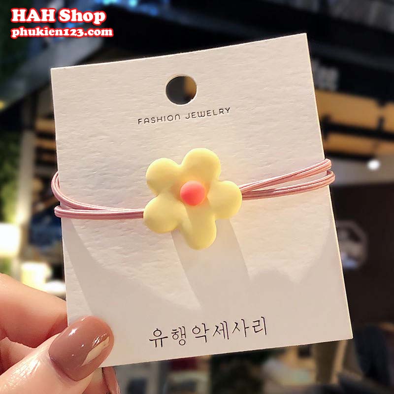 (Combo 5 dây, 5 màu) Dây buộc tóc hoa 5 cánh nhiều màu cột tóc cute phong cách Hàn Quốc